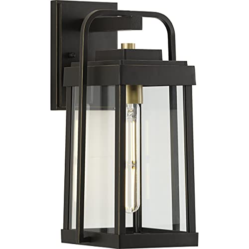 Progress P560286-020 Walcott Collection  One-Light Antique Bronze with Brasstone Accents Clear Glass Transitional Outdoor Wall Lantern Light Alternate Image.jpg