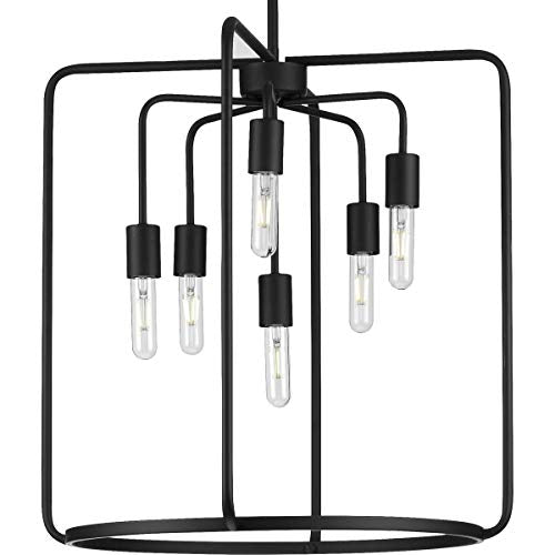 Progress P500225-031 Bonn Collection Six-Light Matte Black Farmhouse Pendant Light Alternate Image.jpg