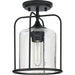 Progress P550110-031 Watch Hill Collection  One-Light Textured Black Clear Seeded Glass Farmhouse Semi-Flush Light Alternate Image.jpg