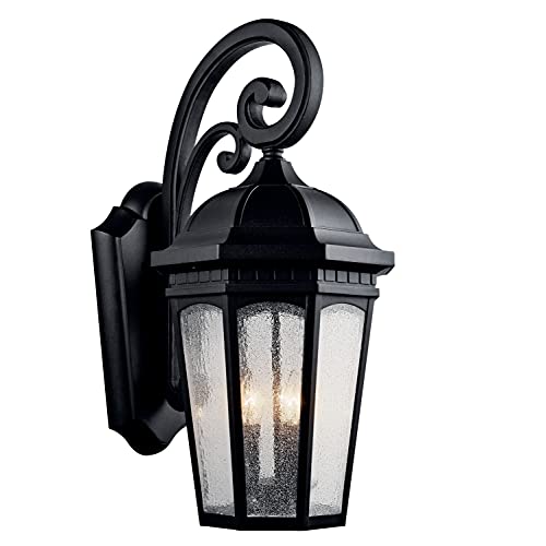 Kichler 9035BKT Courtyard Three Light Outdoor Wall Mount, Textured Black Alternate Image.jpg