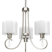 Progress P4695-09 Invite Collection Three-Light Brushed Nickel White Silk Mylar Shade New Traditional Chandelier Light Alternate Image.jpg