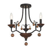 Minka-Lavery 2662-723 Colonial Charm Three Light Semi Flush Mount, Old World Bronze With Walnut Accents Alternate Image.jpg
