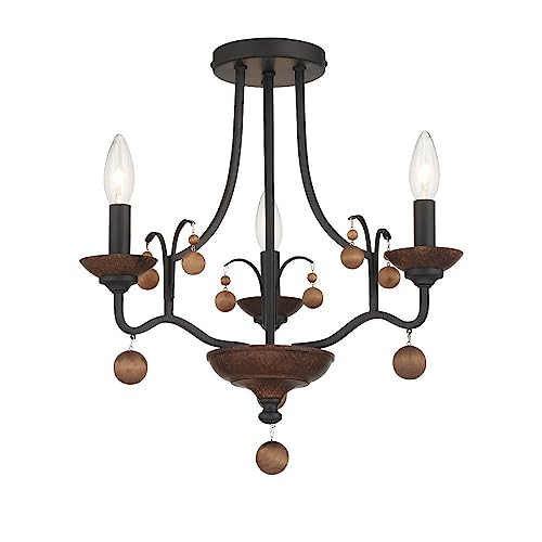 Minka-Lavery 2662-723 Colonial Charm Three Light Semi Flush Mount, Old World Bronze With Walnut Accents Alternate Image.jpg