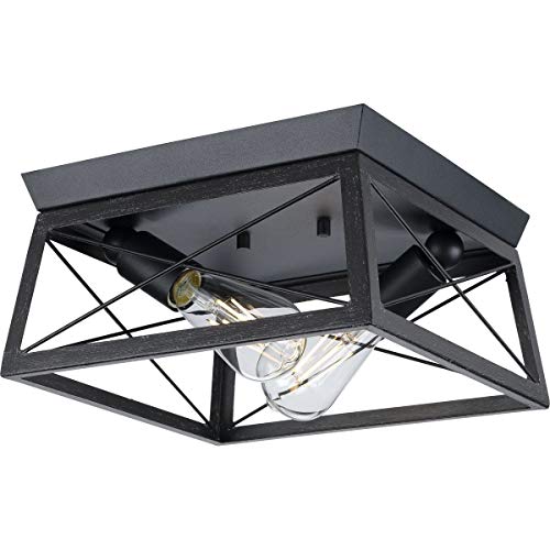 Progress P350039-031 Briarwood Collection Two-Light Textured and Cerused Black Farmhouse Style Flush Mount Ceiling Light Alternate Image.jpg