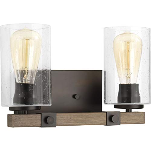Progress P300067-020 Barnes Mill Collection Two-Light Antique Bronze Clear Seeded Glass Farmhouse Bath Vanity Light Alternate Image.jpg