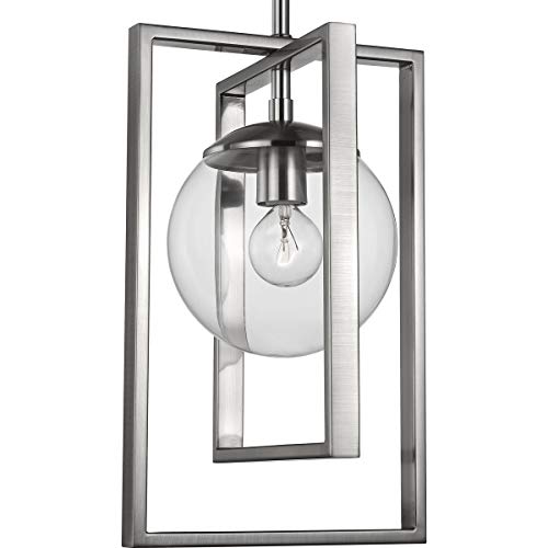 Progress P500283-009 Atwell Collection One-Light Brushed Nickel Clear Glass Luxe Pendant Light Alternate Image.jpg