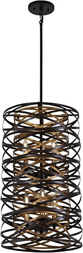 Minka-Lavery 4672-111 Vortic Flow Six Light Pendant, Dark Bronze w/Mosaic Gold Alternate Image.jpg