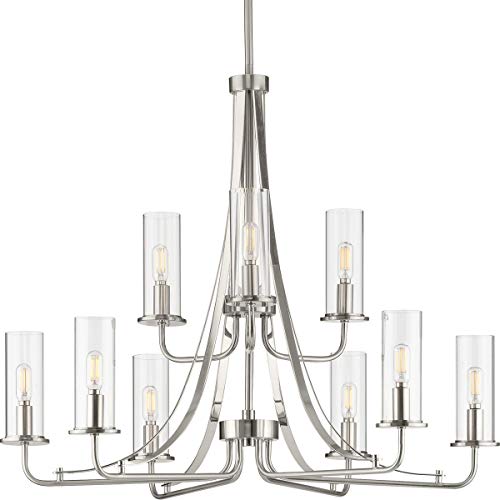 Progress P400210-009 Riley Collection Nine-Light Brushed Nickel Clear Glass New Traditional Chandelier Light Alternate Image.jpg