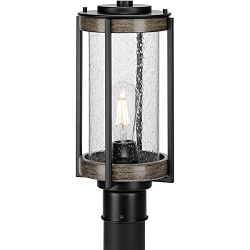 Progress P540094-31M Whitmire Collection One-Light Farmhouse Matte Black Clear Seeded Glass Outdoor Post Light Alternate Image.jpg