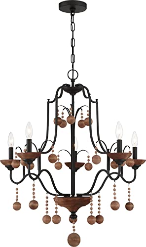 Minka-Lavery 2665-723 Colonial Charm Five Light Chandelier, Old World Bronze W/Walnut Accents Alternate Image.jpg