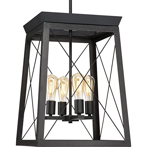 Progress P500178-031 Briarwood Collection Four-Light Farmhouse Textured Black  Chandelier Foyer Light Alternate Image.jpg