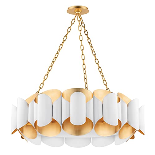 Hudson Valley 8534-GL/WH Banks 12 Light Chandelier, Gold Leaf/White Alternate Image.jpg