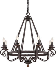Quoizel NBE5008RK Noble Eight Light Chandelier, Rustic Black Alternate Image.jpg