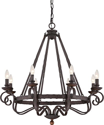 Quoizel NBE5008RK Noble Eight Light Chandelier, Rustic Black Alternate Image.jpg
