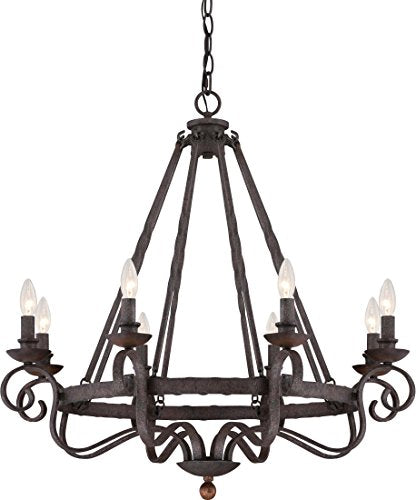 Quoizel NBE5008RK Noble Eight Light Chandelier, Rustic Black Alternate Image.jpg