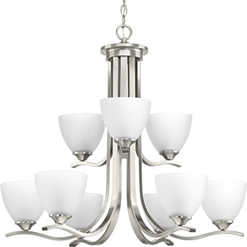 Progress P400064-009 Laird Collection Nine-Light Brushed Nickel Etched Glass Traditional Chandelier Light Alternate Image.jpg
