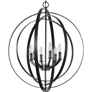 Progress P3889-31 Equinox Collection Six-Light Matte Black New Traditional Sphere Pendant Light Alternate Image.jpg