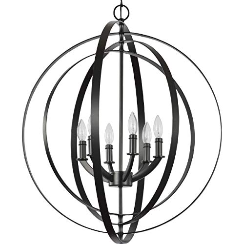 Progress P3889-31 Equinox Collection Six-Light Matte Black New Traditional Sphere Pendant Light Alternate Image.jpg