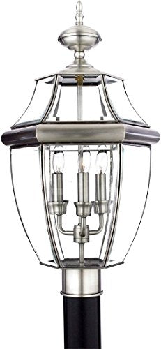Quoizel NY9043P Newbury Three Light Outdoor Post Lantern, Pewter Alternate Image.jpg