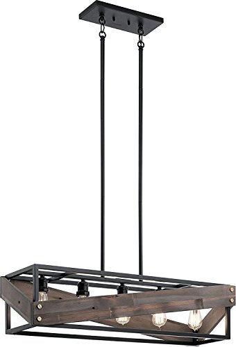 Kichler 44222BK Fulton Cross Five Light Linear Chandelier, Black Alternate Image.jpg