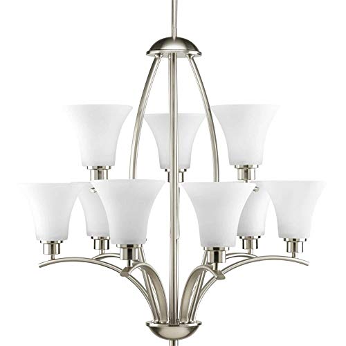 Progress P4492-09 Joy Collection Nine-Light Brushed Nickel Etched White Inside Glass Traditional Chandelier Light Alternate Image.jpg