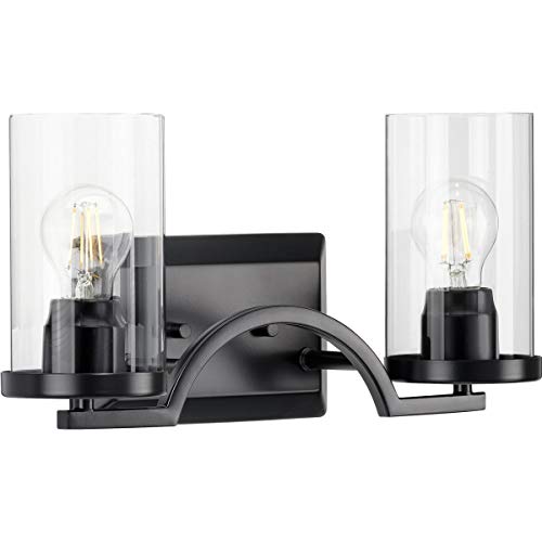 Progress P300257-031 Lassiter Collection Two-Light Matte Black Clear Glass Modern Bath Vanity Light Alternate Image.jpg