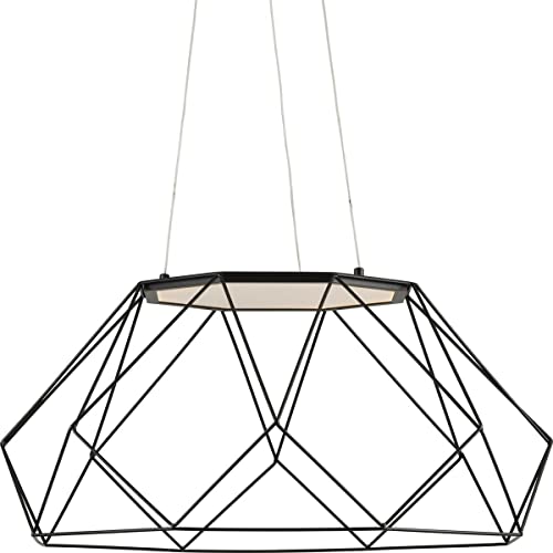 Progress P500320-031-30 Geodesic LED Collection Matte Black Modern Style Large Hanging Pendant Light Alternate Image.jpg