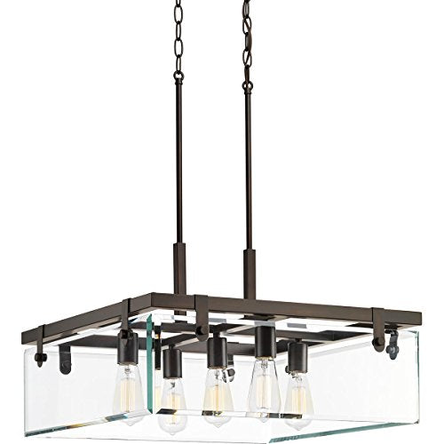 Progress P500074-020 Glayse Collection Five-Light Antique Bronze Clear Glass Luxe Pendant Light Alternate Image.jpg