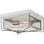 Progress P550069-135 Barlowe Collection Two-Light Stainless Steel and Clear Seeded Glass Farmhouse Style Flush Mount Ceiling Light Alternate Image.jpg