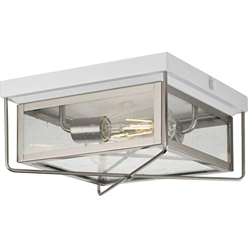 Progress P550069-135 Barlowe Collection Two-Light Stainless Steel and Clear Seeded Glass Farmhouse Style Flush Mount Ceiling Light Alternate Image.jpg