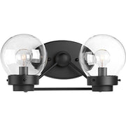 Progress P300113-031 Spatial Collection Two-Light Matte Black Clear Glass Global Bath Vanity Light Alternate Image.jpg