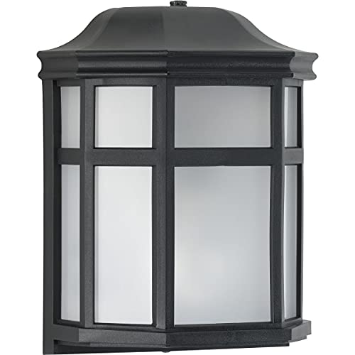 Progress P560283-031-PC Milford Non-Metallic Lantern Collection  One-Light Textured Black Frosted Shade Traditional Outdoor Wall Lantern Light Alternate Image.jpg