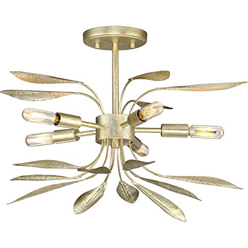 Progress P350210-176 Mariposa Collection Five-Light Gilded Silver Convertible Semi-Flush Ceiling or Hanging Pendant Light Alternate Image.jpg