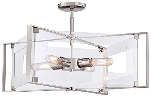 George Kovacs P1403-613 Crystal Clear Four Light Convertible Semi Flush / Pendant, Polished Nickel Alternate Image.jpg