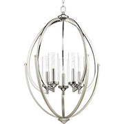 Progress P400025-104 Evoke Collection Five-Light Polished Nickel Clear Glass Luxe Chandelier Light Alternate Image.jpg