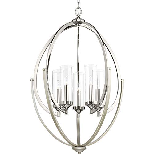 Progress P400025-104 Evoke Collection Five-Light Polished Nickel Clear Glass Luxe Chandelier Light Alternate Image.jpg