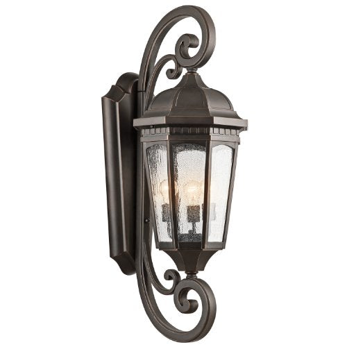 Kichler 9060RZ Courtyard Three Light Outdoor Wall Mount, Rubbed Bronze Alternate Image.jpg