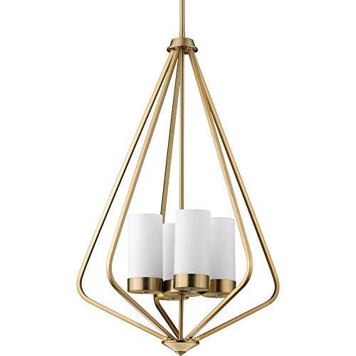 Progress P500305-109 Elevate Collection Four-Light Brushed Bronze and Etched White Glass Modern Style Hanging Pendant Light Alternate Image.jpg