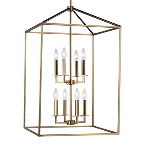 Generation Lighting 5315008-848 Perryton Eight Light Hall / Foyer Pendant, Satin Brass Alternate Image.jpg