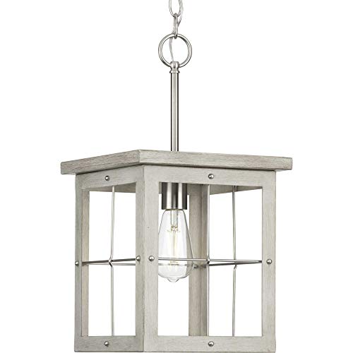 Progress P500317-009 Hedgerow Collection One-Light Brushed Nickel and Grey Washed Oak Farmhouse Style Hanging Mini-Pendant Light Alternate Image.jpg