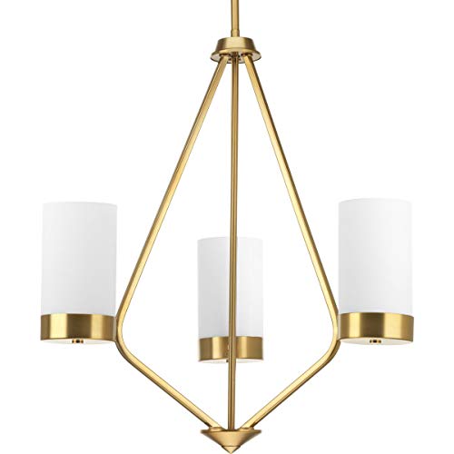 Progress P400021-109 Elevate Collection Three-Light Brushed Bronze Etched White Glass Mid-Century Modern Chandelier Light Alternate Image.jpg