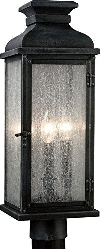 Visual Comfort Studio OL11107DWZ Pediment Three Light Post Lantern, Dark Weathered Zinc Alternate Image.jpg