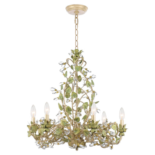 Crystorama 4846-CT Josie Six Light Chandelier Champagne Green Tea Main Image.jpg