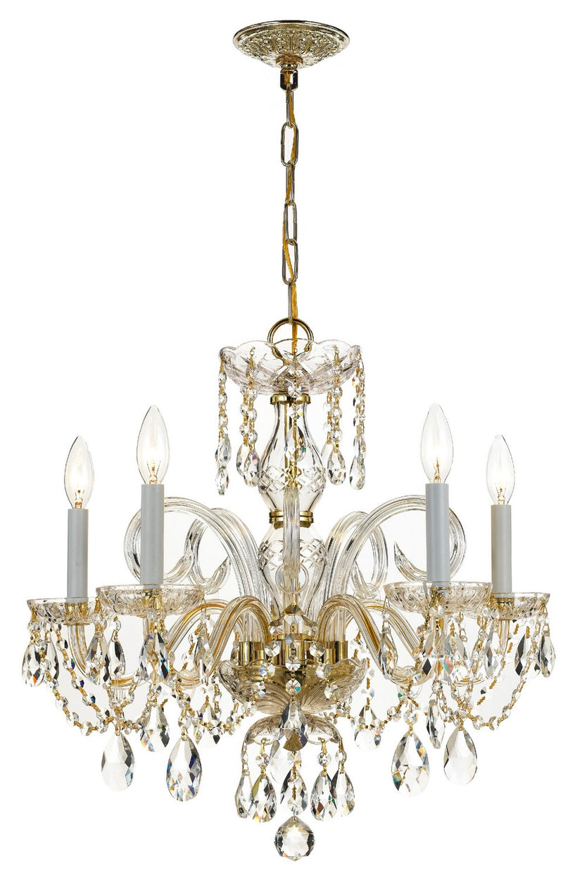 Crystorama 1005-PB-CL-SAQ Traditional Crystal Five Light Chandelier Polished Brass Main Image.jpg