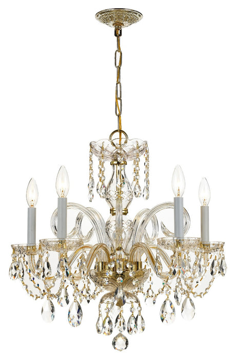 Crystorama 1005-PB-CL-SAQ Traditional Crystal Five Light Chandelier Polished Brass Main Image.jpg