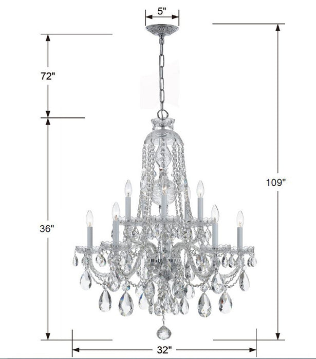 Crystorama 1110-CH-CL-SAQ Traditional Crystal Ten Light Chandelier Polished Chrome Alternate Image 2.jpg