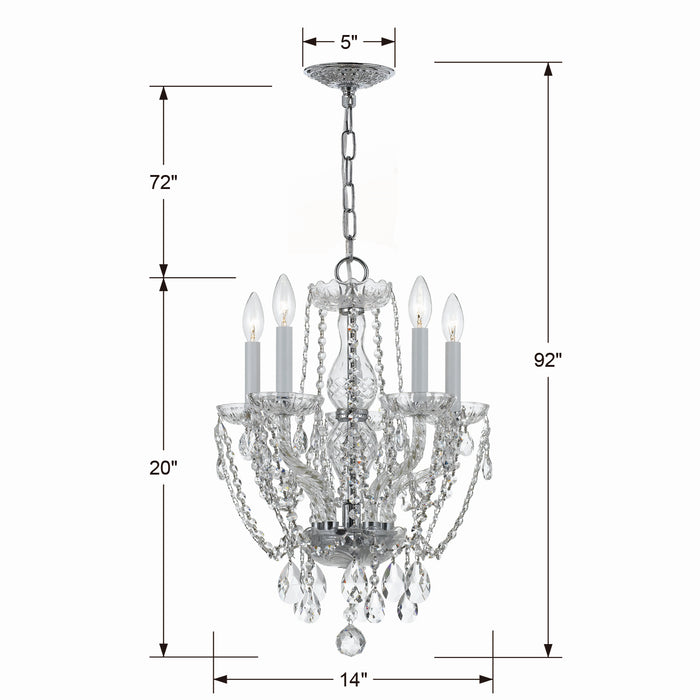 Crystorama 1129-CH-CL-MWP Traditional Crystal Five Light Mini Chandelier Polished Chrome Alternate Image 2.jpg