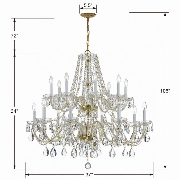 Crystorama 1139-PB-CL-S Traditional Crystal 16 Light Chandelier Polished Brass Alternate Image 2.jpg