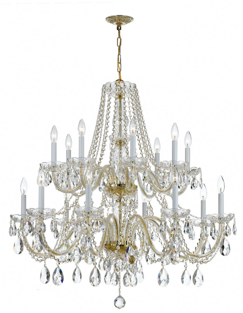 Crystorama 1139-PB-CL-SAQ Traditional Crystal 16 Light Chandelier Polished Brass Main Image.jpg