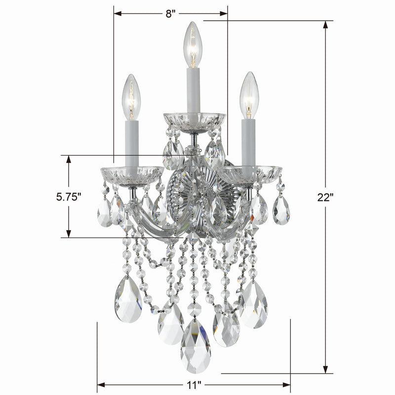 Crystorama 4423-CH-CL-SAQ Maria Theresa Three Light Wall Sconce Polished Chrome Alternate Image.jpg